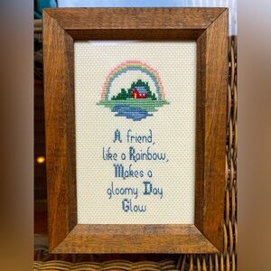 Vintage 90’s framed friendship cross stitch